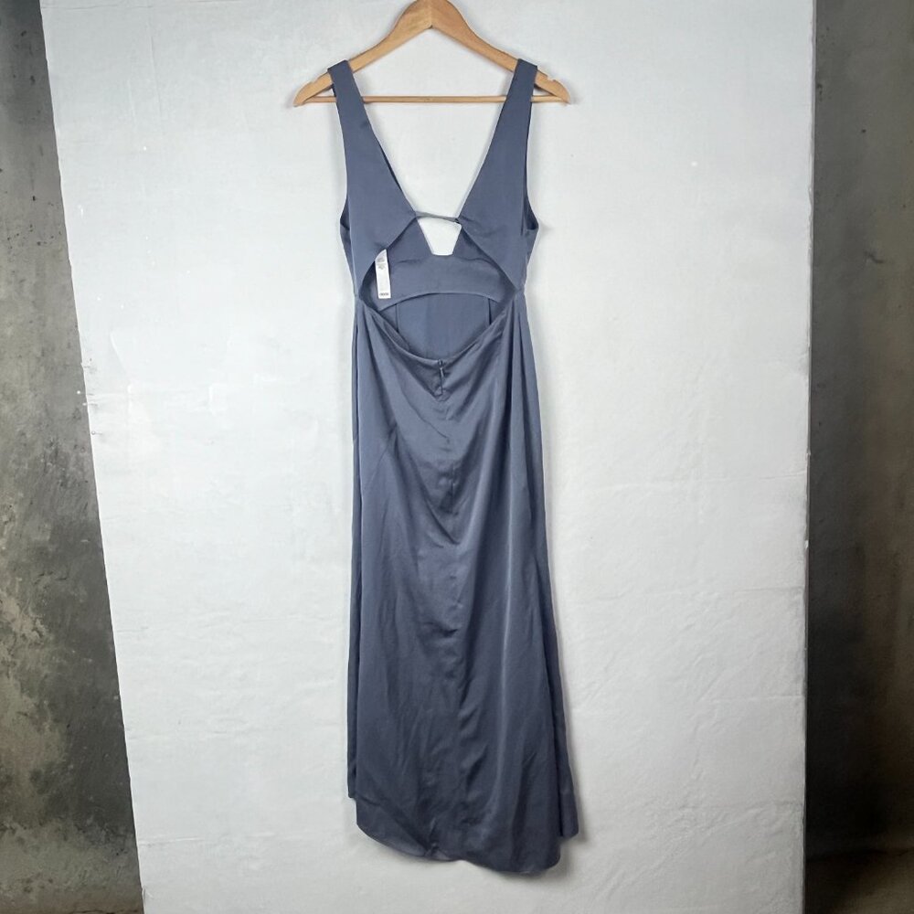 NWT Asos Design Neck Silver Blue Deep Plunge Dress 0 - Picture 4 of 4